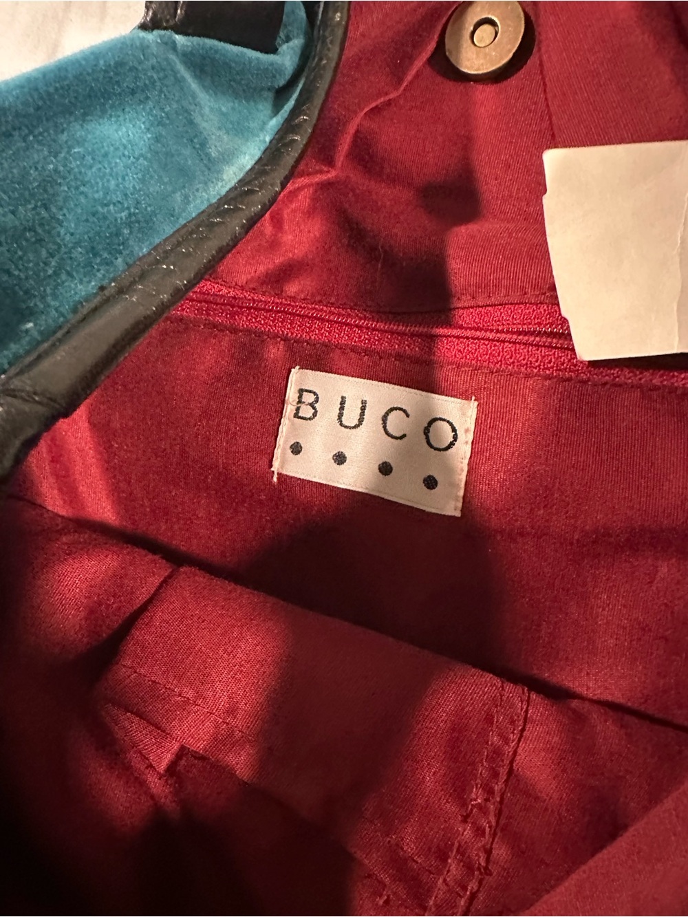 BUCO Teal Velvet Floral Hobo Bag with Tassel Accent - Picture 5 of 11
